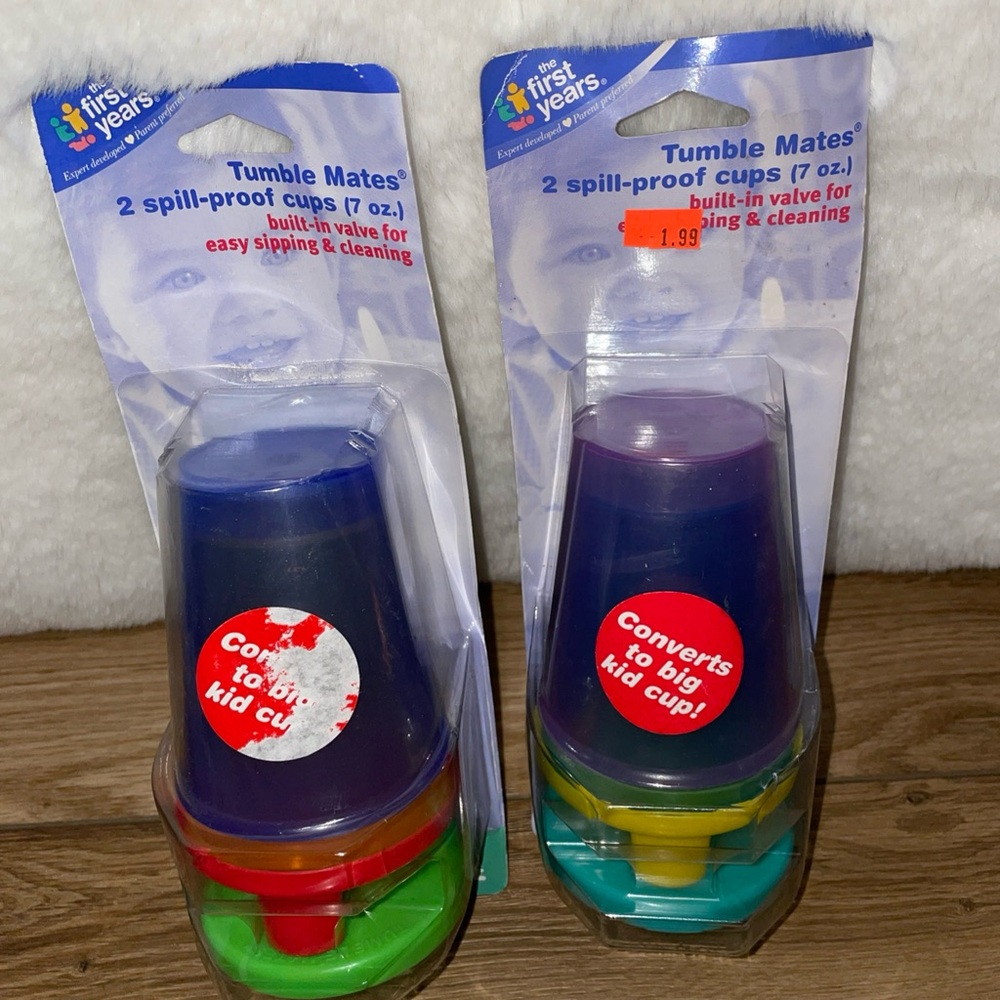 Vintage 1991 The First Years Tumble Mates Spill Proof Cups 7oz NOS NEW